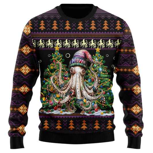 Festive Octopus Christmas Tree Ugly Christmas Sweater