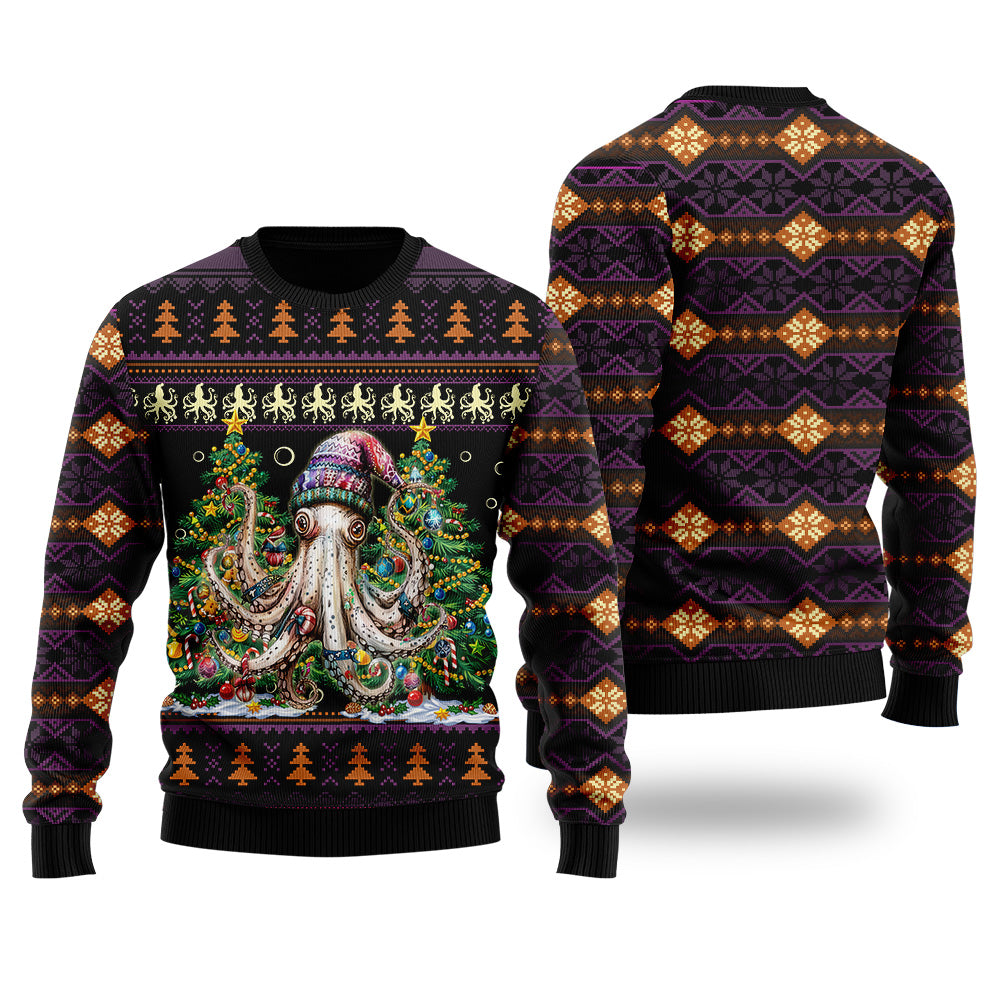 Festive Octopus Christmas Tree Ugly Christmas Sweater