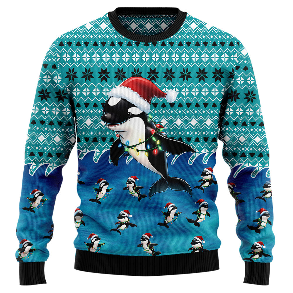 Festive Orca Ugly Christmas Sweater