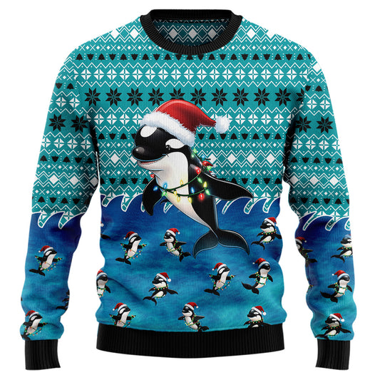 Festive Orca Ugly Christmas Sweater