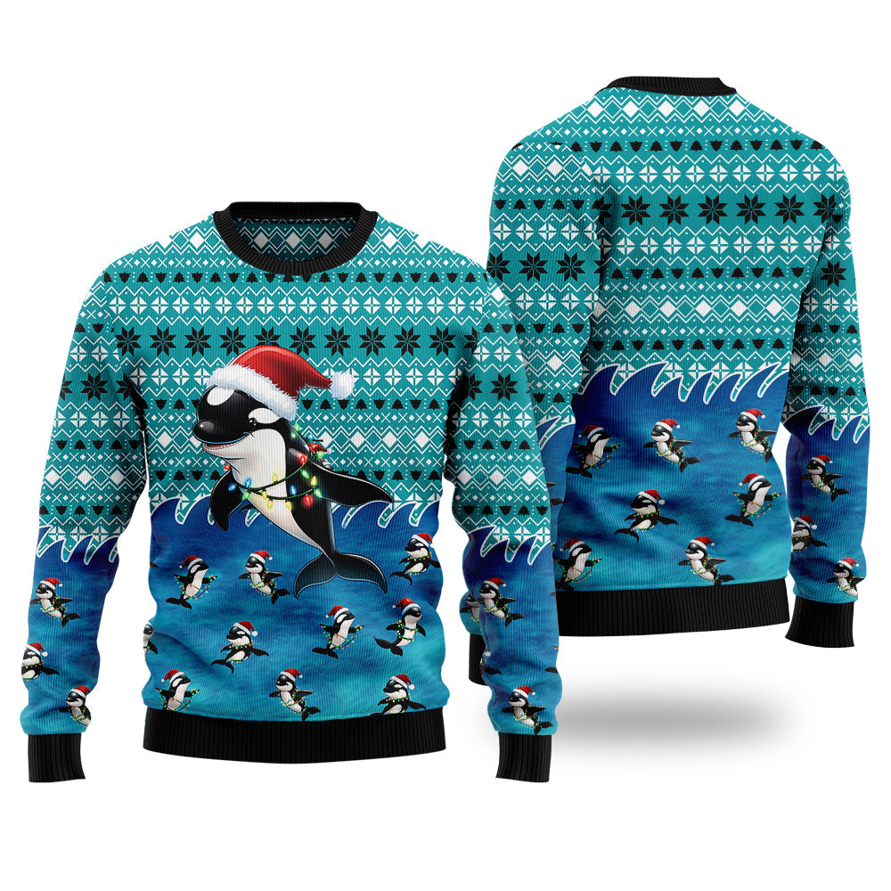 Festive Orca Ugly Christmas Sweater
