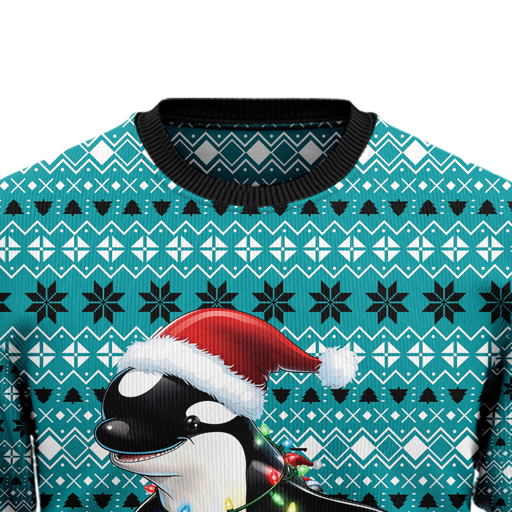 Festive Orca Ugly Christmas Sweater