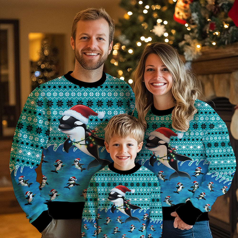 Festive Orca Ugly Christmas Sweater