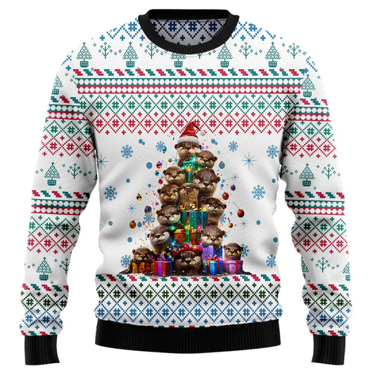 Cute Otters Christmas Tree Ugly Christmas Sweater