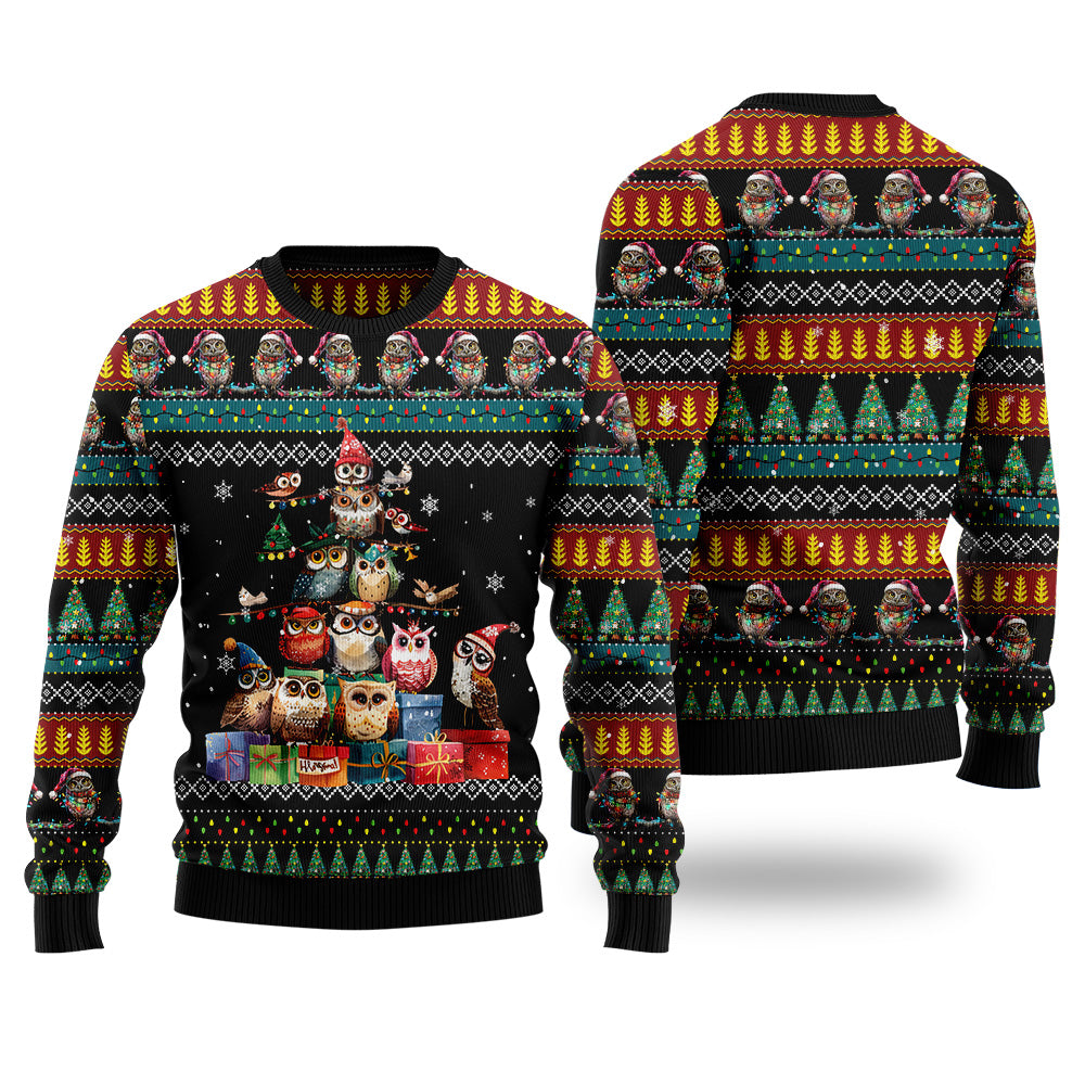 Owl Christmas Tree Ugly Christmas Sweater