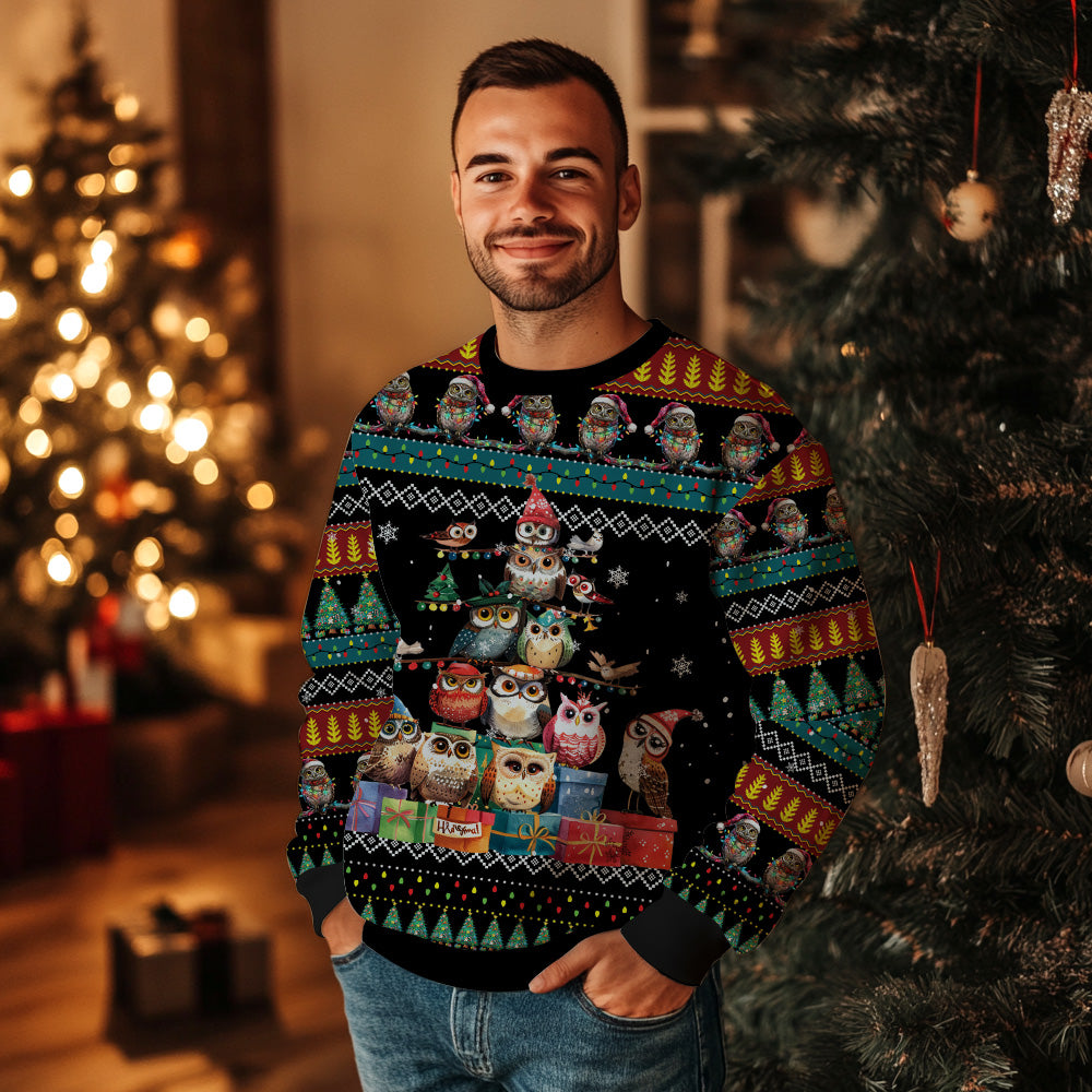 Owl Christmas Tree Ugly Christmas Sweater