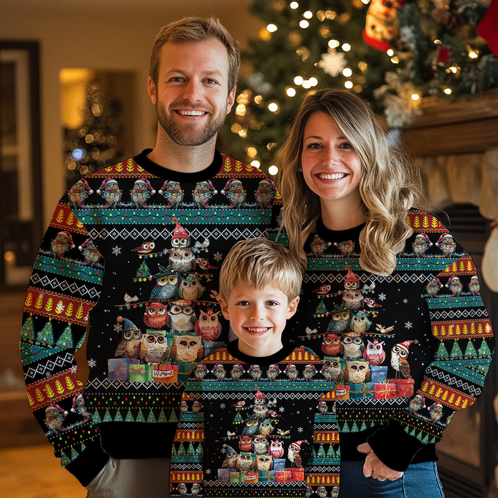 Owl Christmas Tree Ugly Christmas Sweater