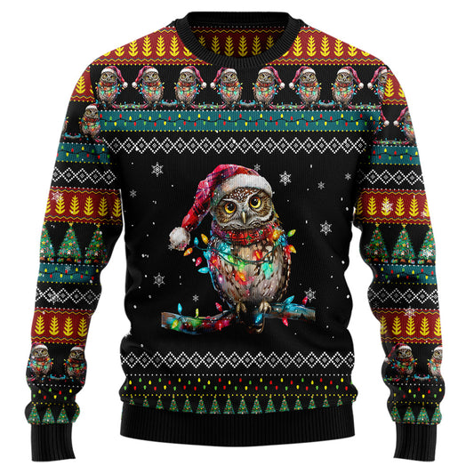 Festive Owl Ugly Christmas Sweater