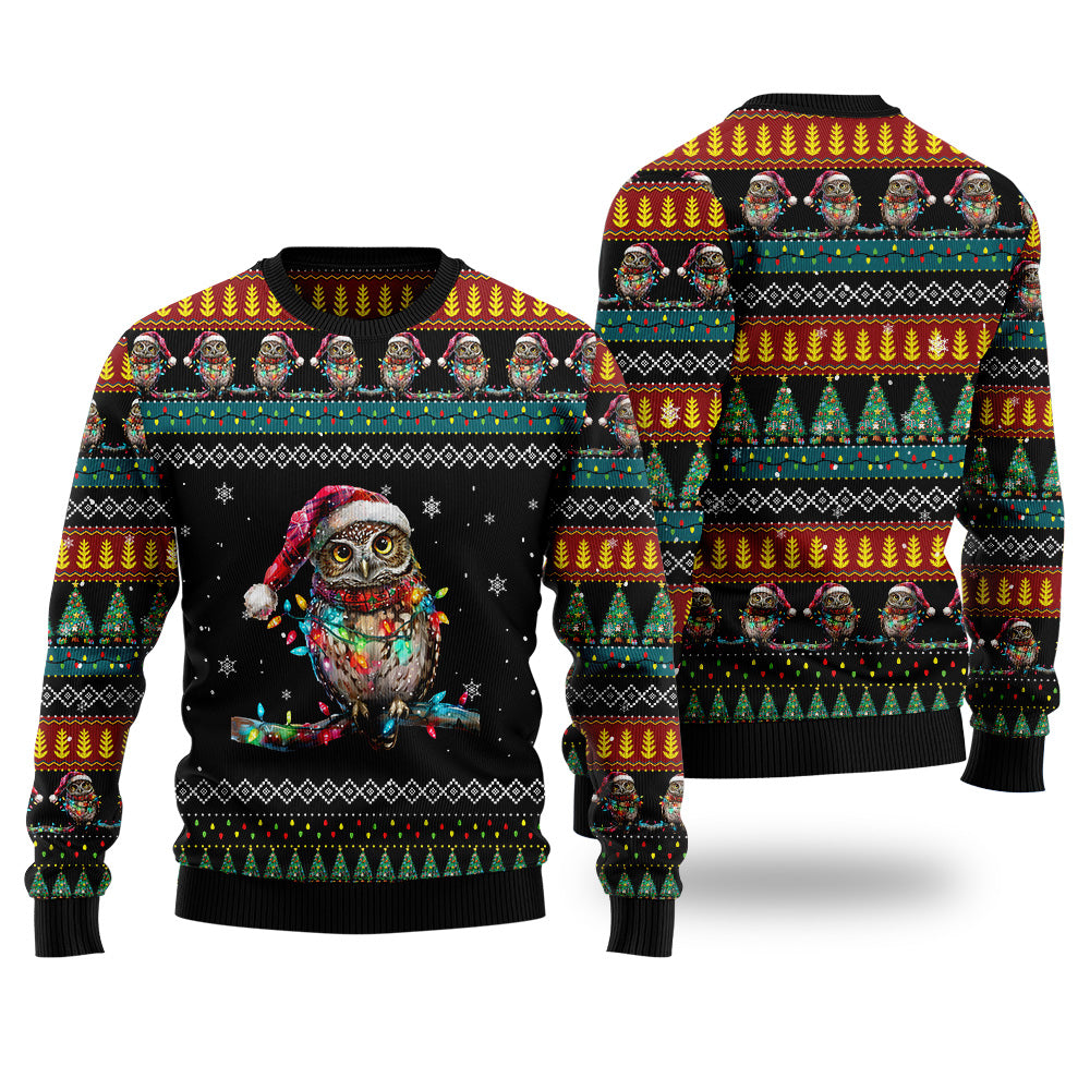 Festive Owl Ugly Christmas Sweater