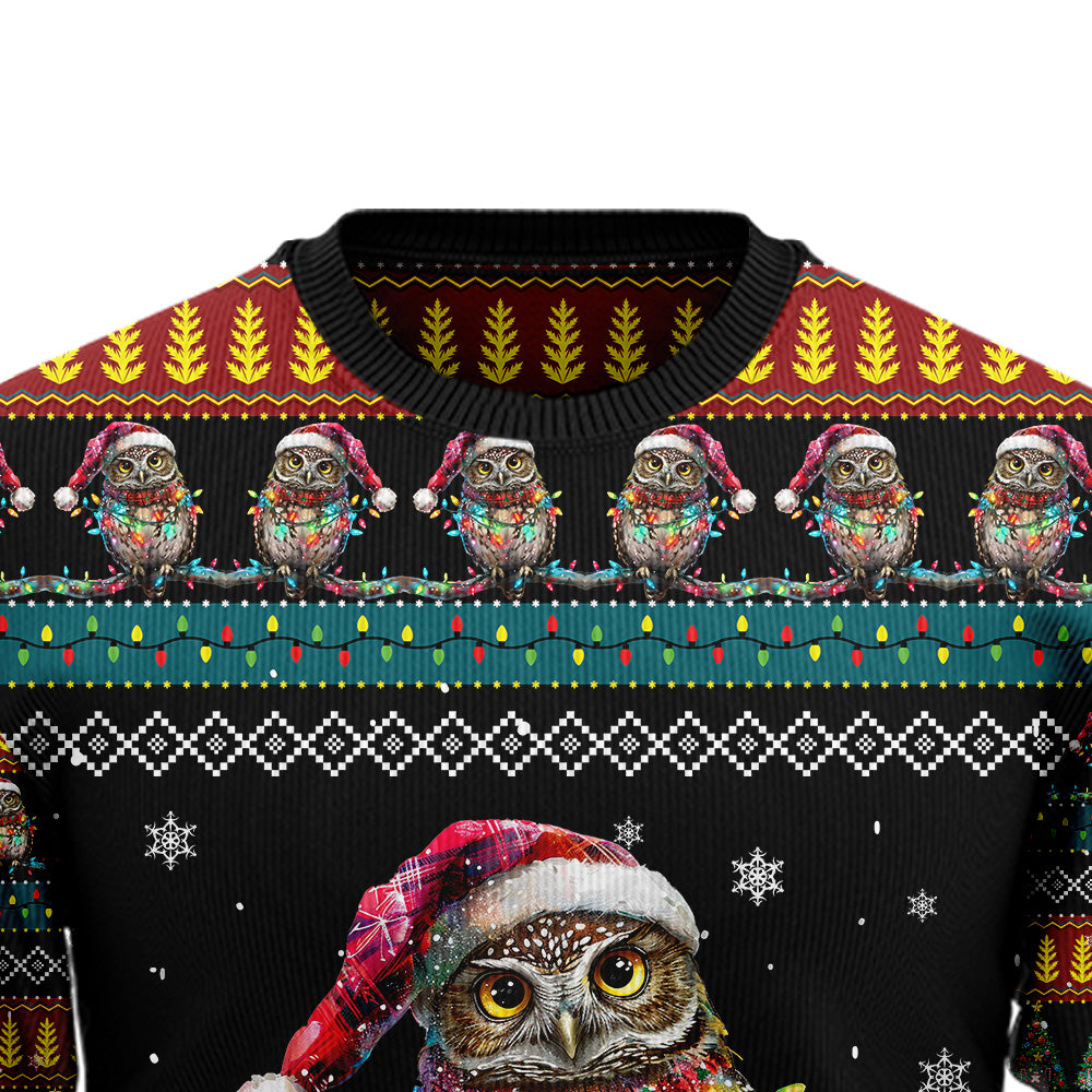 Festive Owl Ugly Christmas Sweater