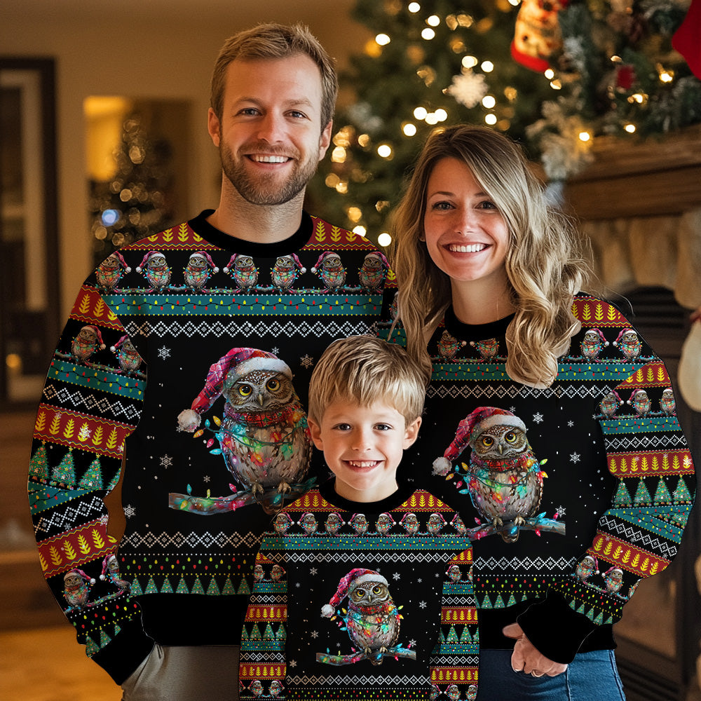 Festive Owl Ugly Christmas Sweater