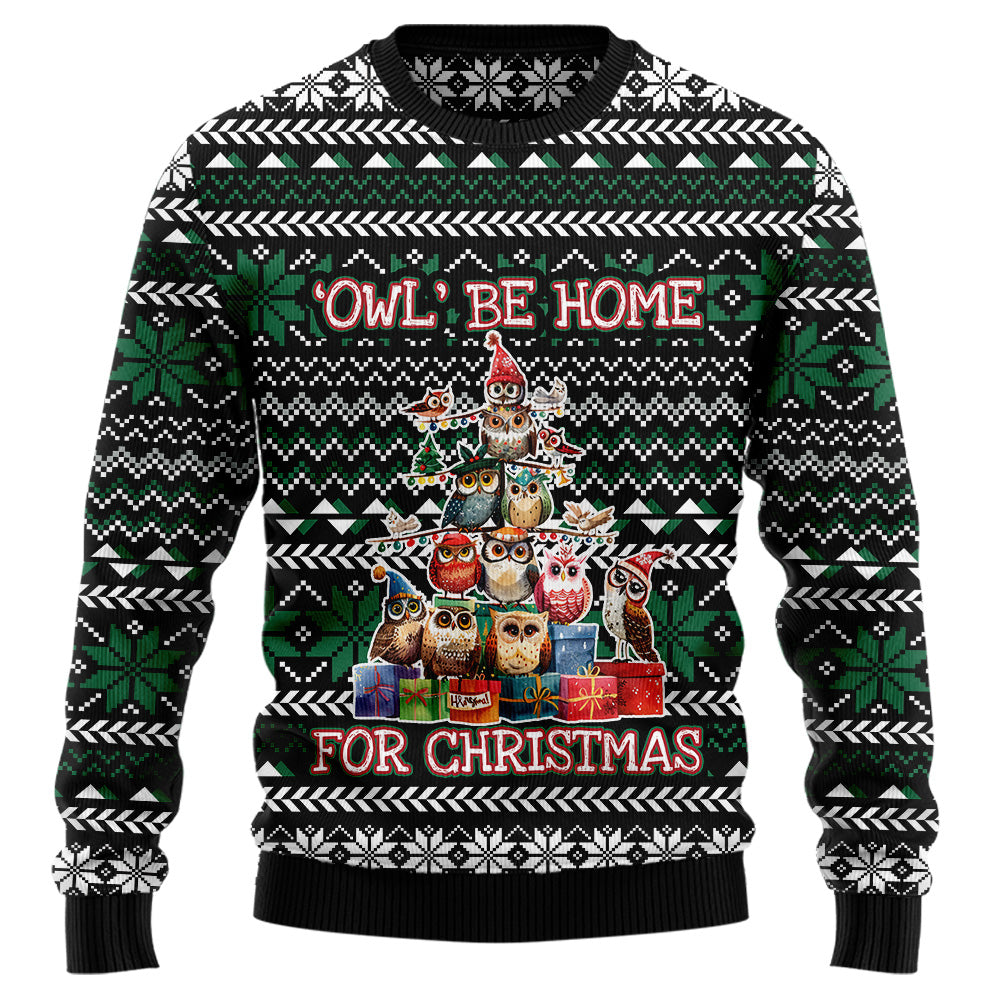 'Owl' Be Home For Christmas Tree Ugly Christmas Sweater