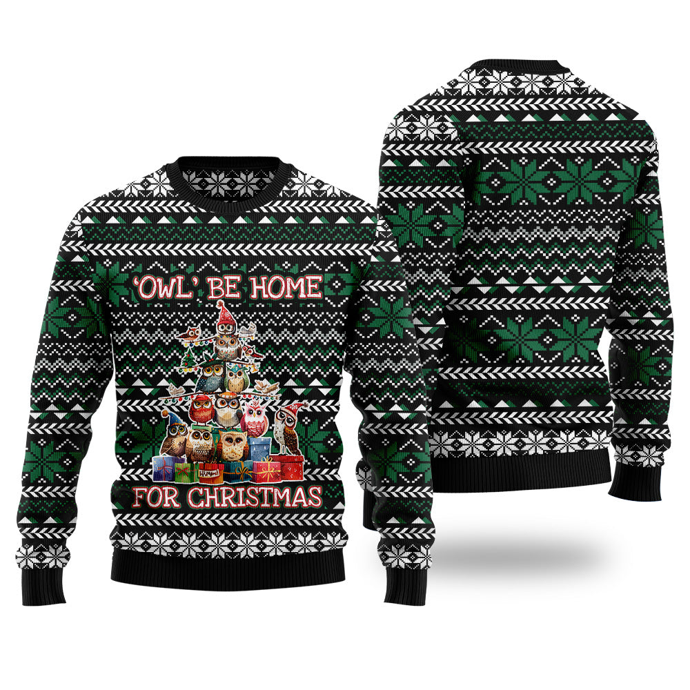 'Owl' Be Home For Christmas Tree Ugly Christmas Sweater