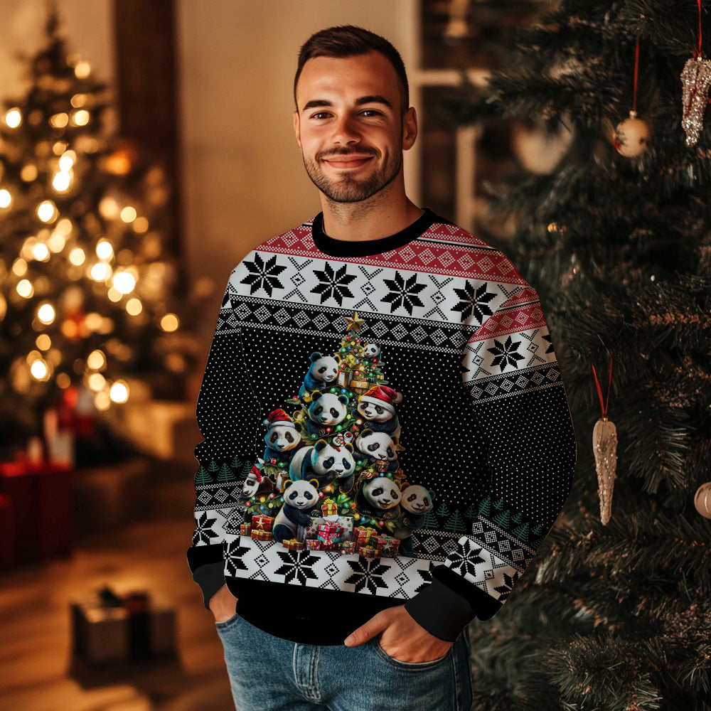 Panda Bear Christmas Tree Ugly Christmas Sweater