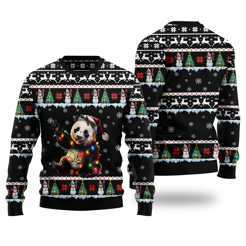 Panda Ugly Christmas Sweater, Funny Cute Bear Holiday Sweatshirt, Novelty Animal Xmas Party Pullover Men Women