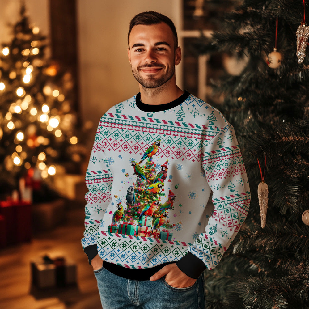 Parrot Christmas Tree Ugly Christmas Sweater