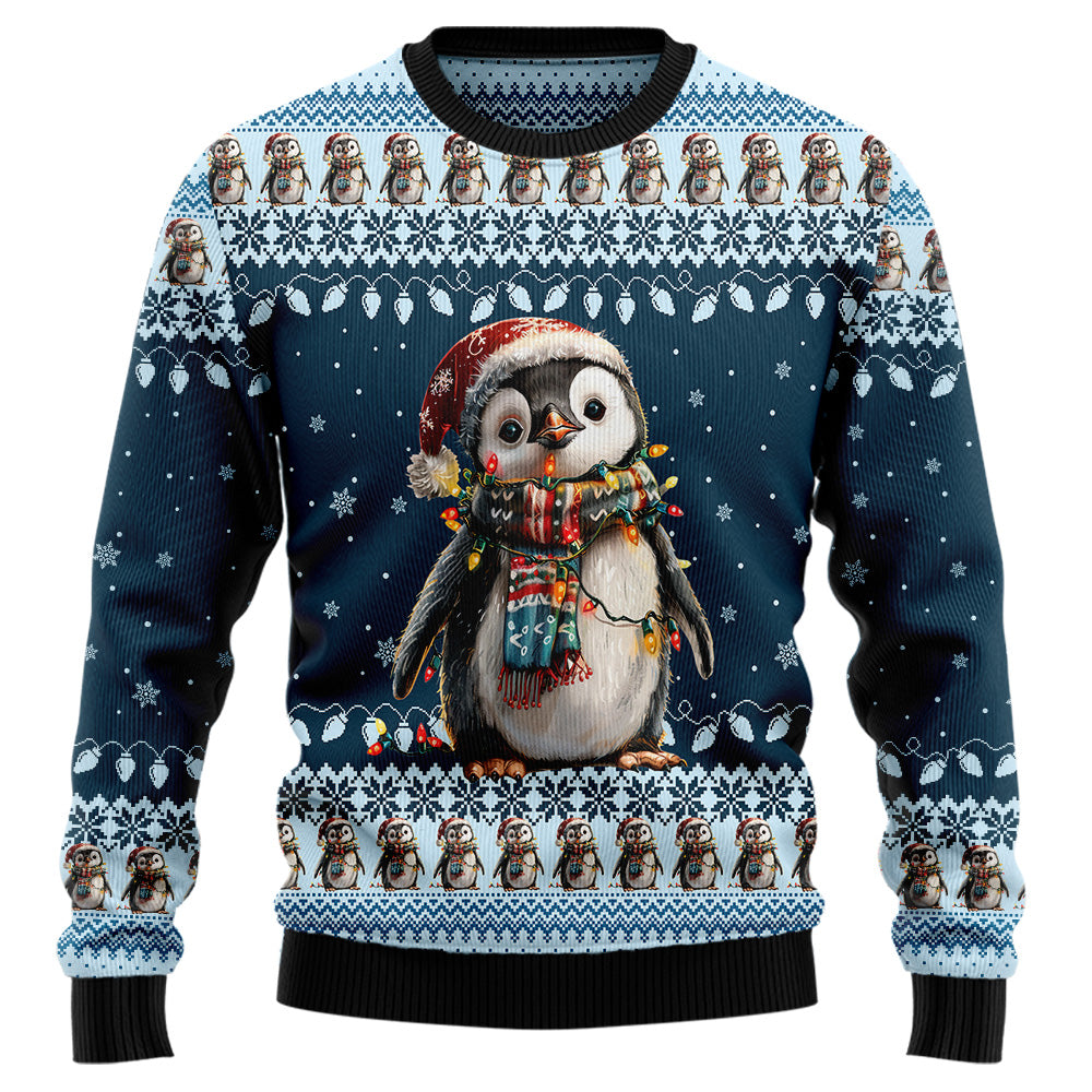 Cute Baby Penguin Santa Hat Ugly Christmas Sweater