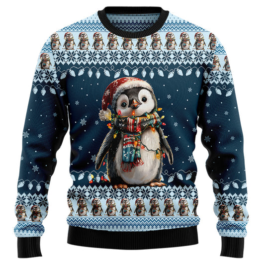 Cute Baby Penguin Santa Hat Ugly Christmas Sweater