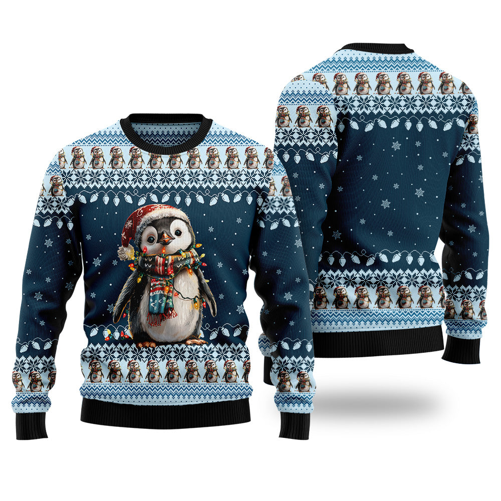 Cute Baby Penguin Santa Hat Ugly Christmas Sweater