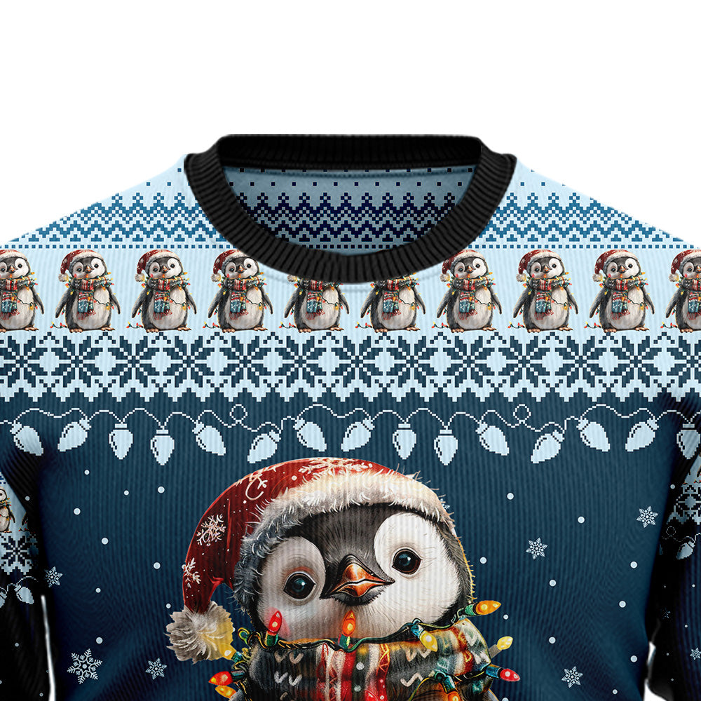 Cute Baby Penguin Santa Hat Ugly Christmas Sweater