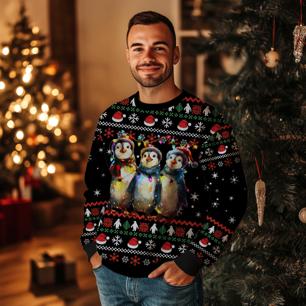 Festive Penguins Ugly Christmas Sweater