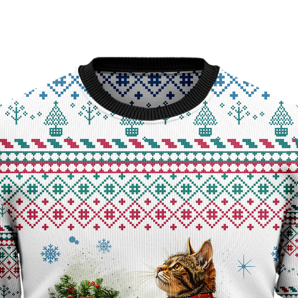 Festive Cat Playing Piano Ugly Christmas Sweater
