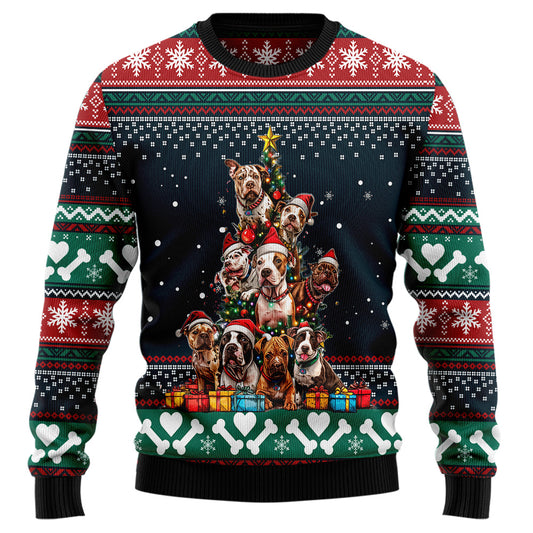 Pit Bull Christmas Tree Ugly Christmas Sweater
