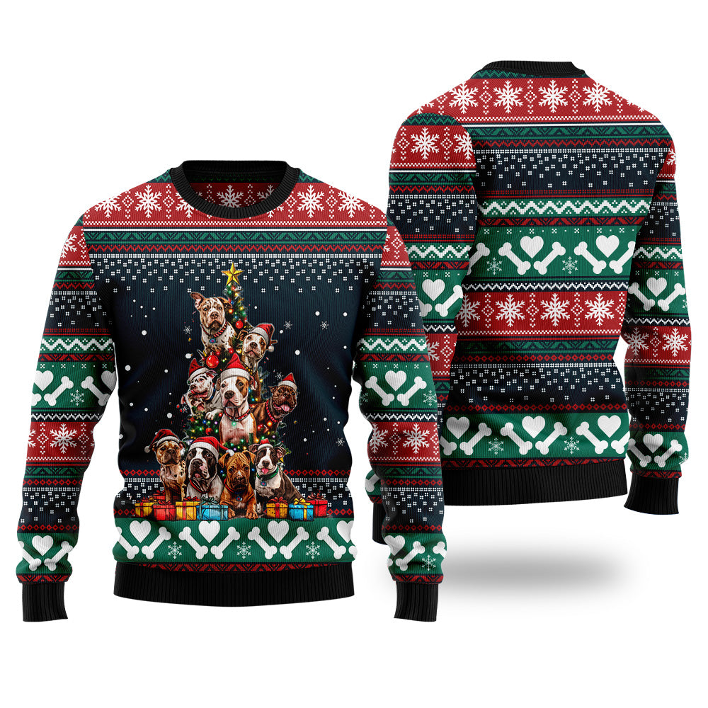 Pit Bull Christmas Tree Ugly Christmas Sweater
