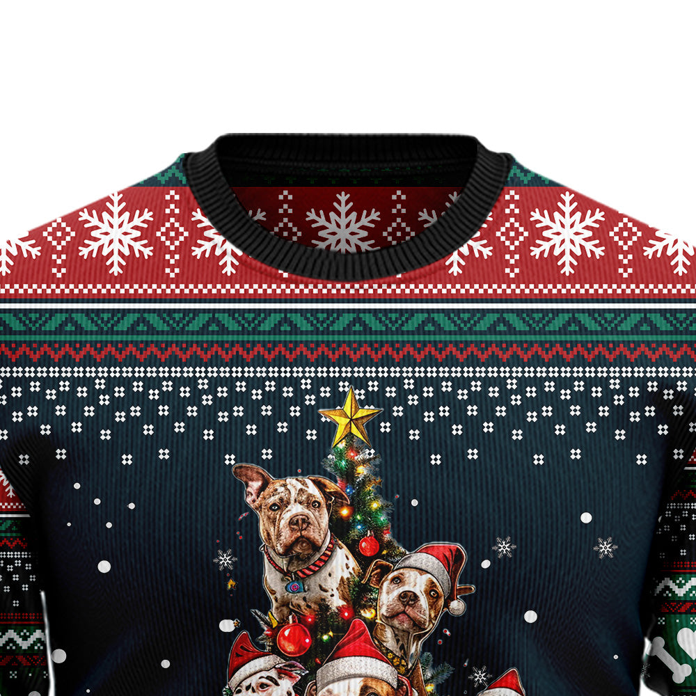 Pit Bull Christmas Tree Ugly Christmas Sweater