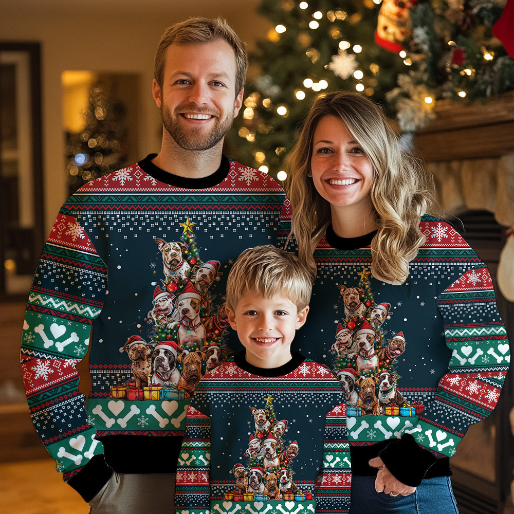 Pit Bull Christmas Tree Ugly Christmas Sweater