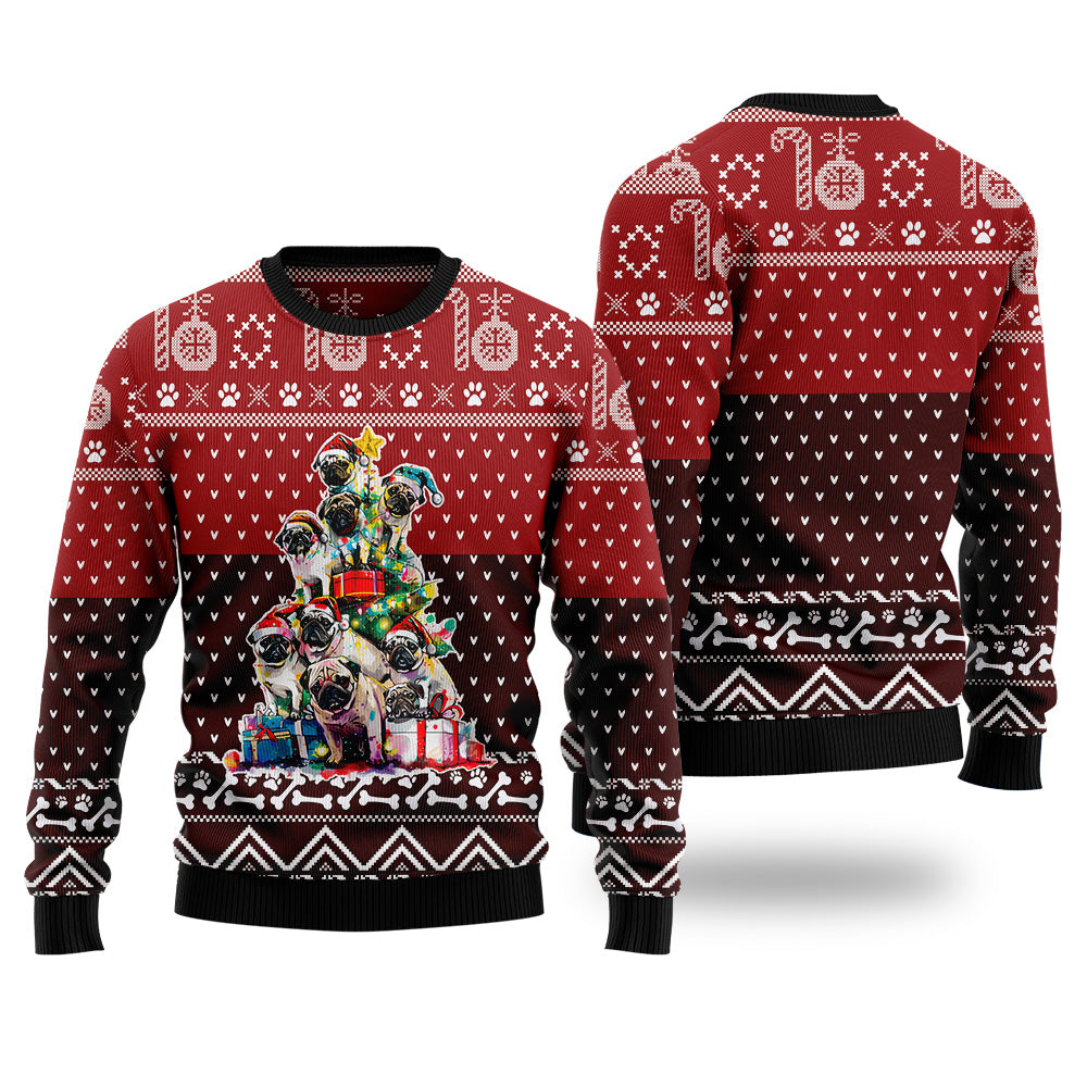 Pug Christmas Tree Ugly Christmas Sweater