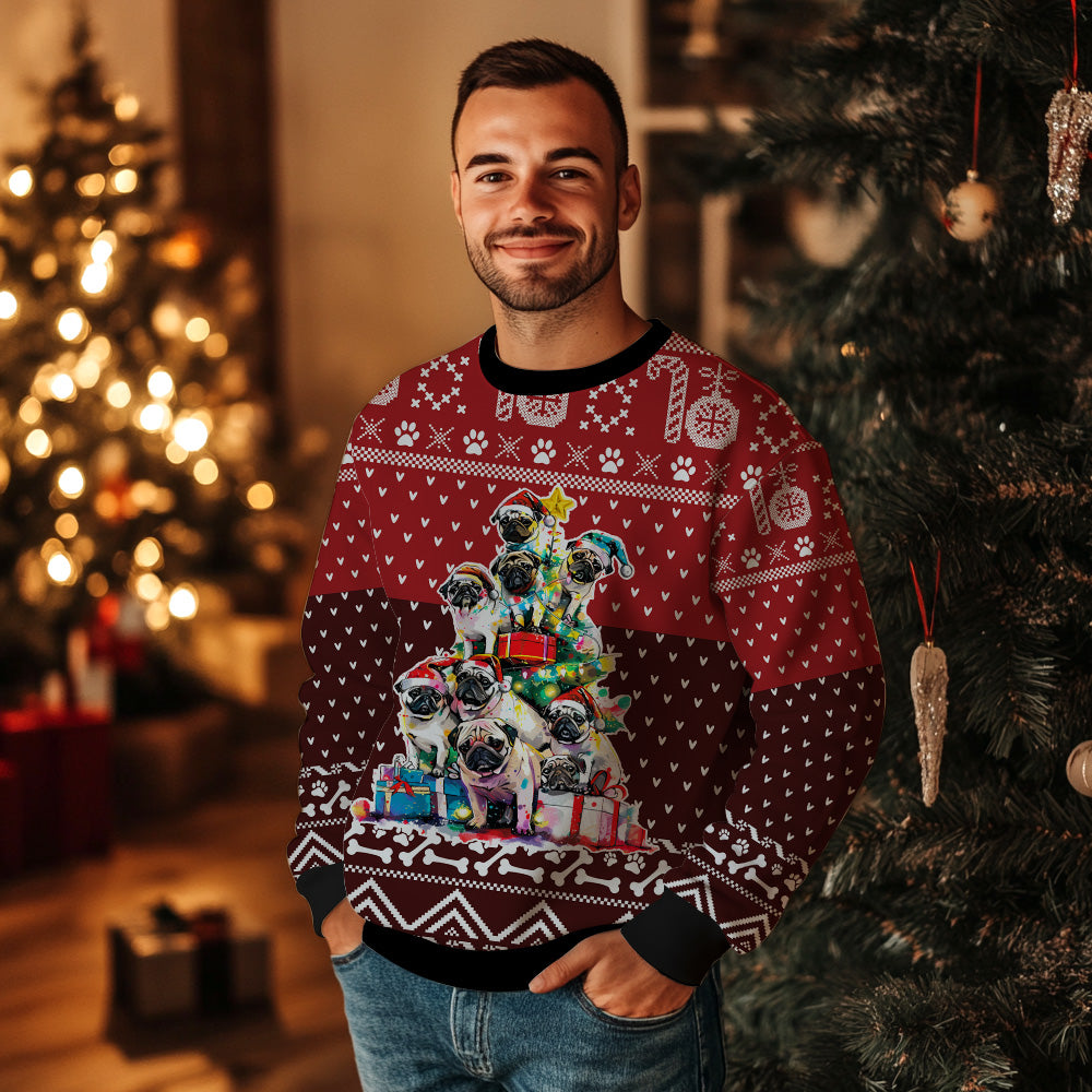 Pug Christmas Tree Ugly Christmas Sweater