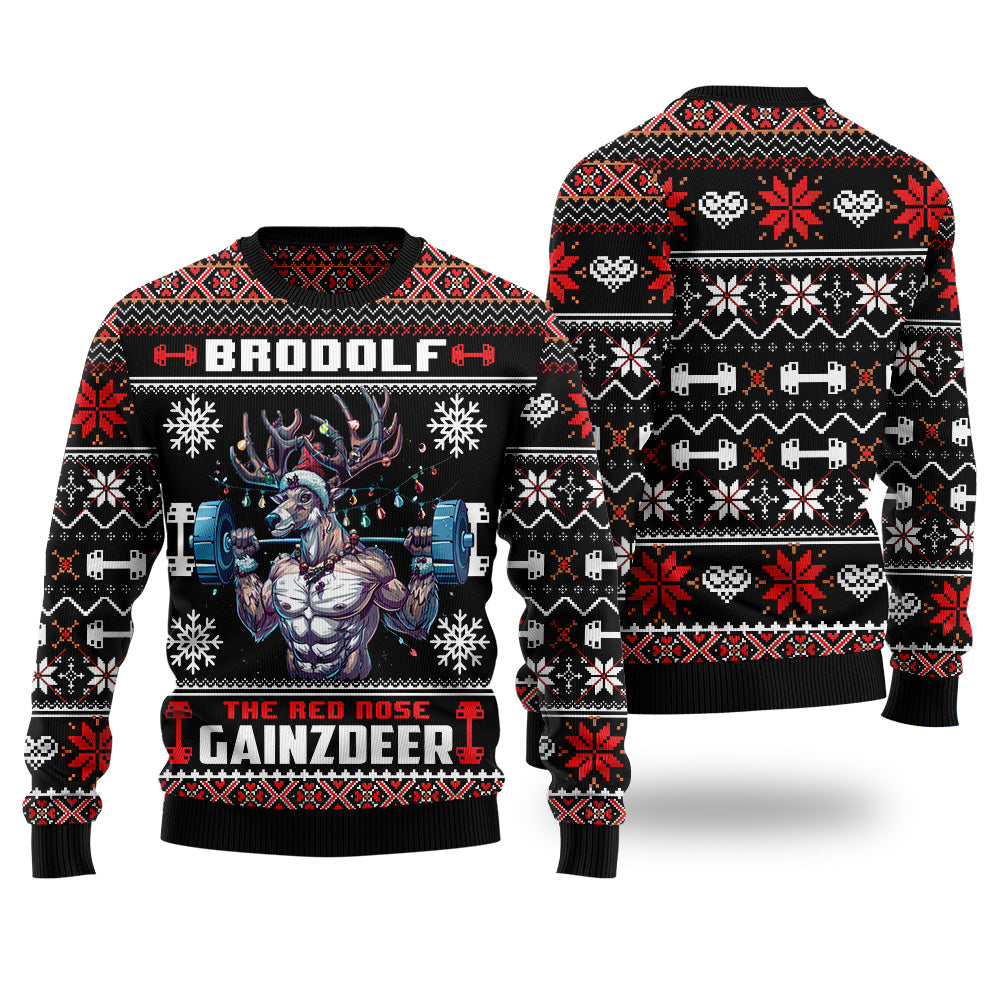 Brodolf The Red Nose Gainzdeer Ugly Christmas Sweater