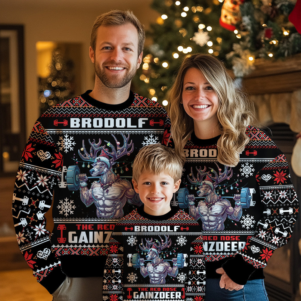 Brodolf The Red Nose Gainzdeer Ugly Christmas Sweater