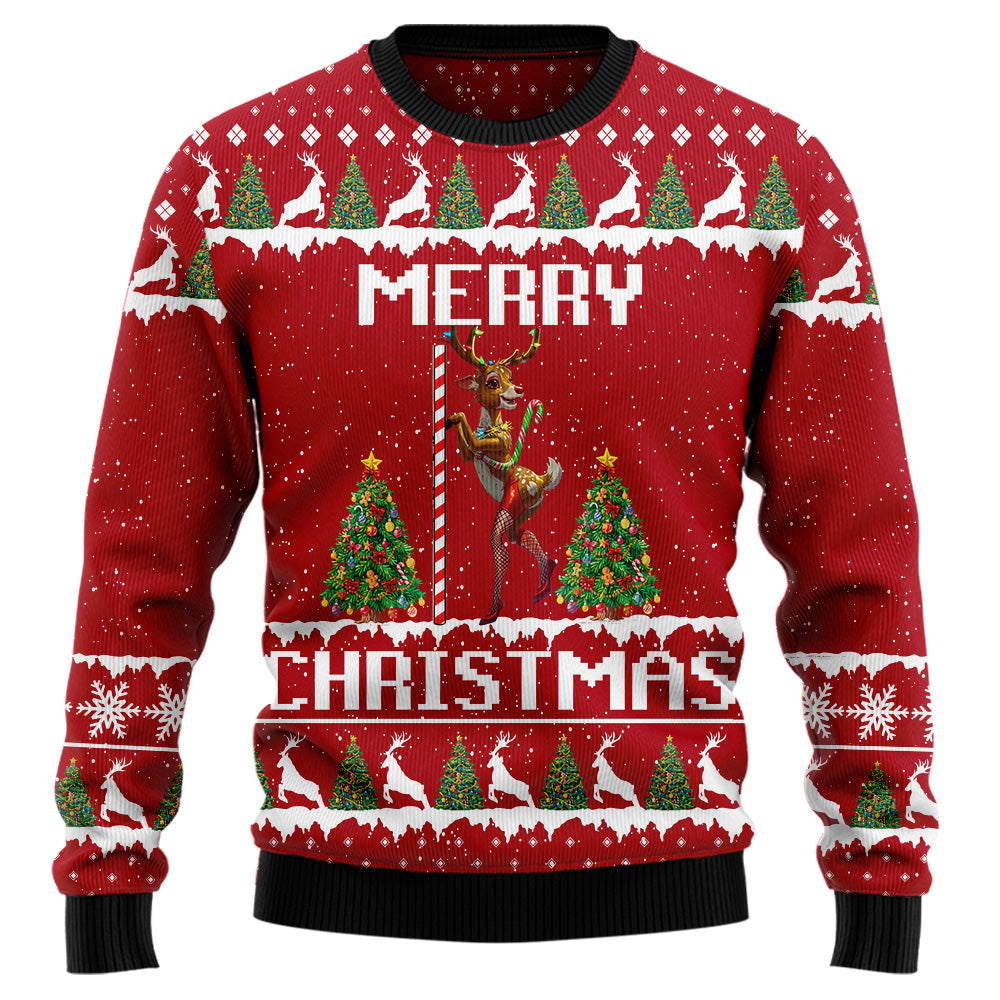 Reindeer Pole Dancing Ugly Christmas Sweater