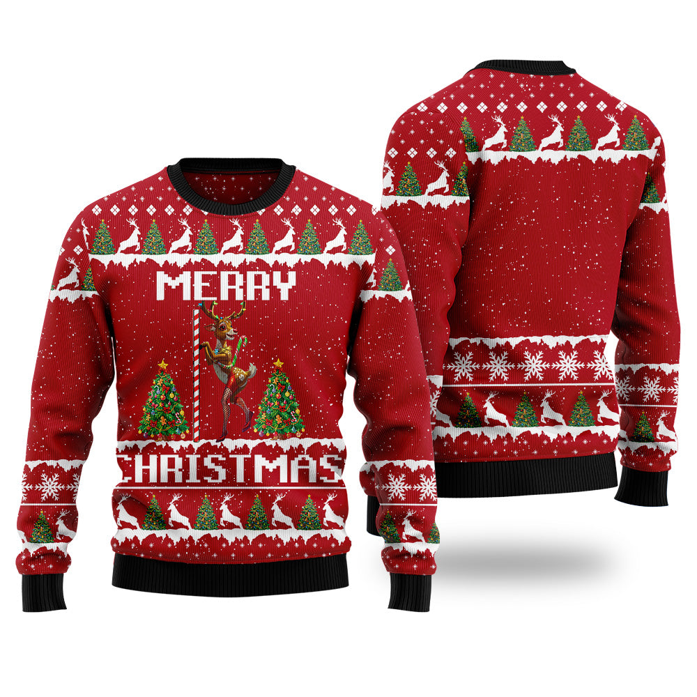 Reindeer Pole Dancing Ugly Christmas Sweater