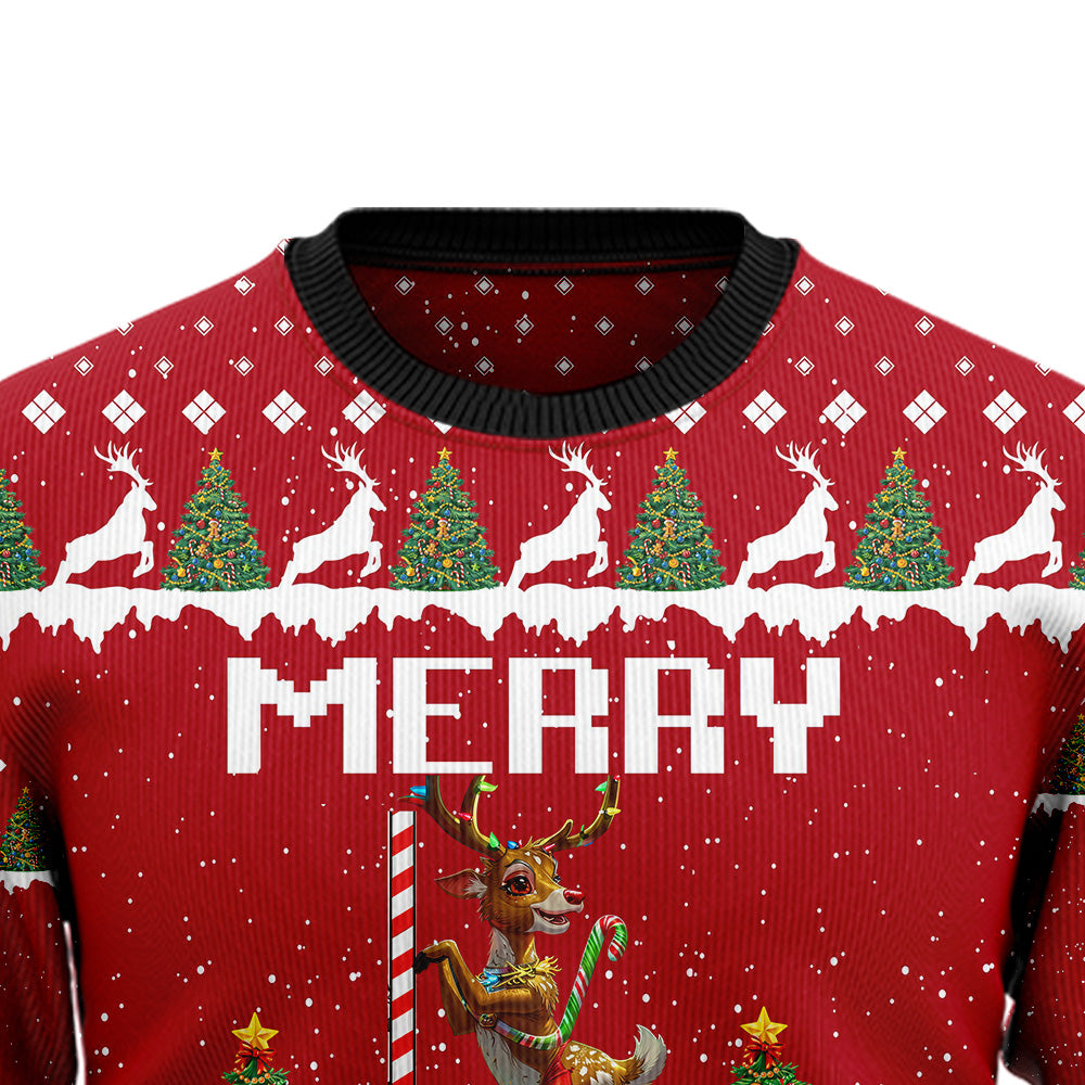 Reindeer Pole Dancing Ugly Christmas Sweater