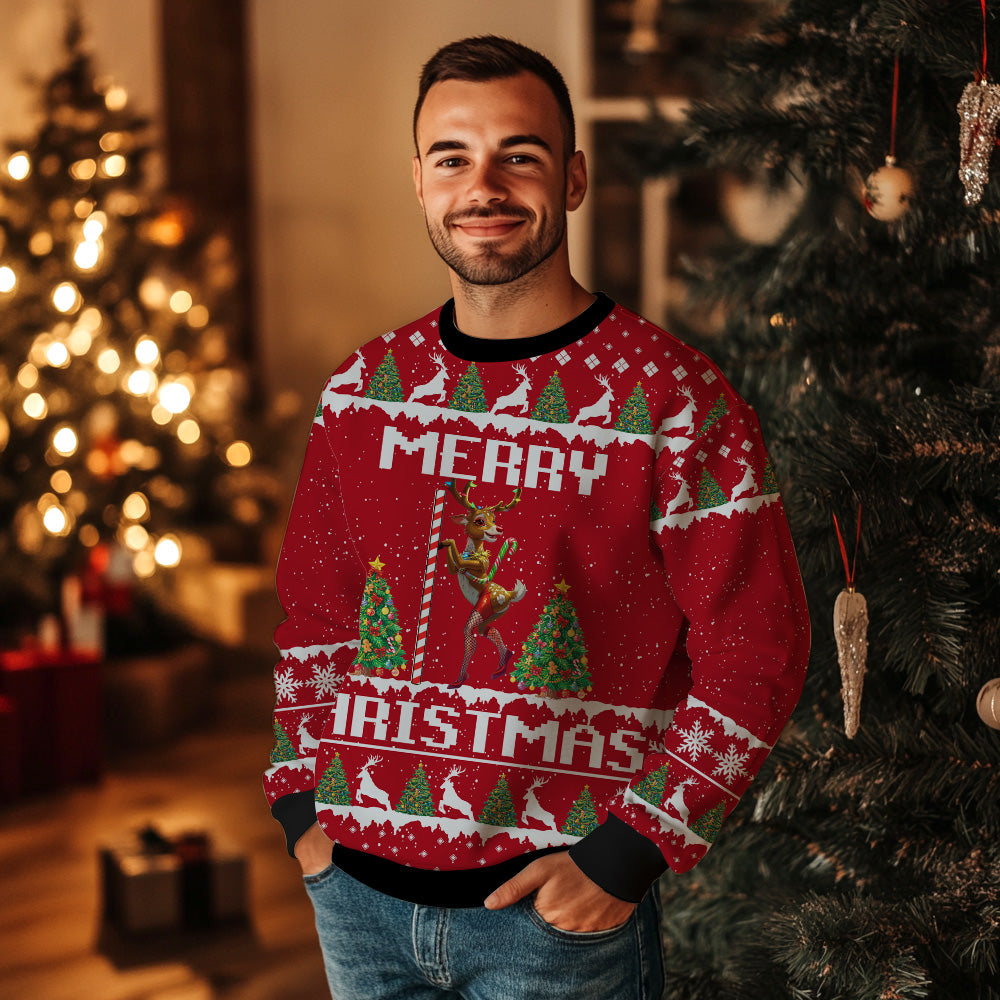 Reindeer Pole Dancing Ugly Christmas Sweater