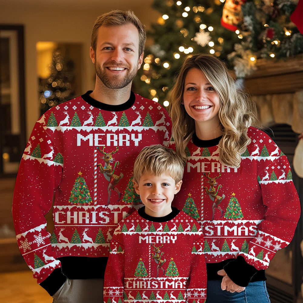 Reindeer Pole Dancing Ugly Christmas Sweater