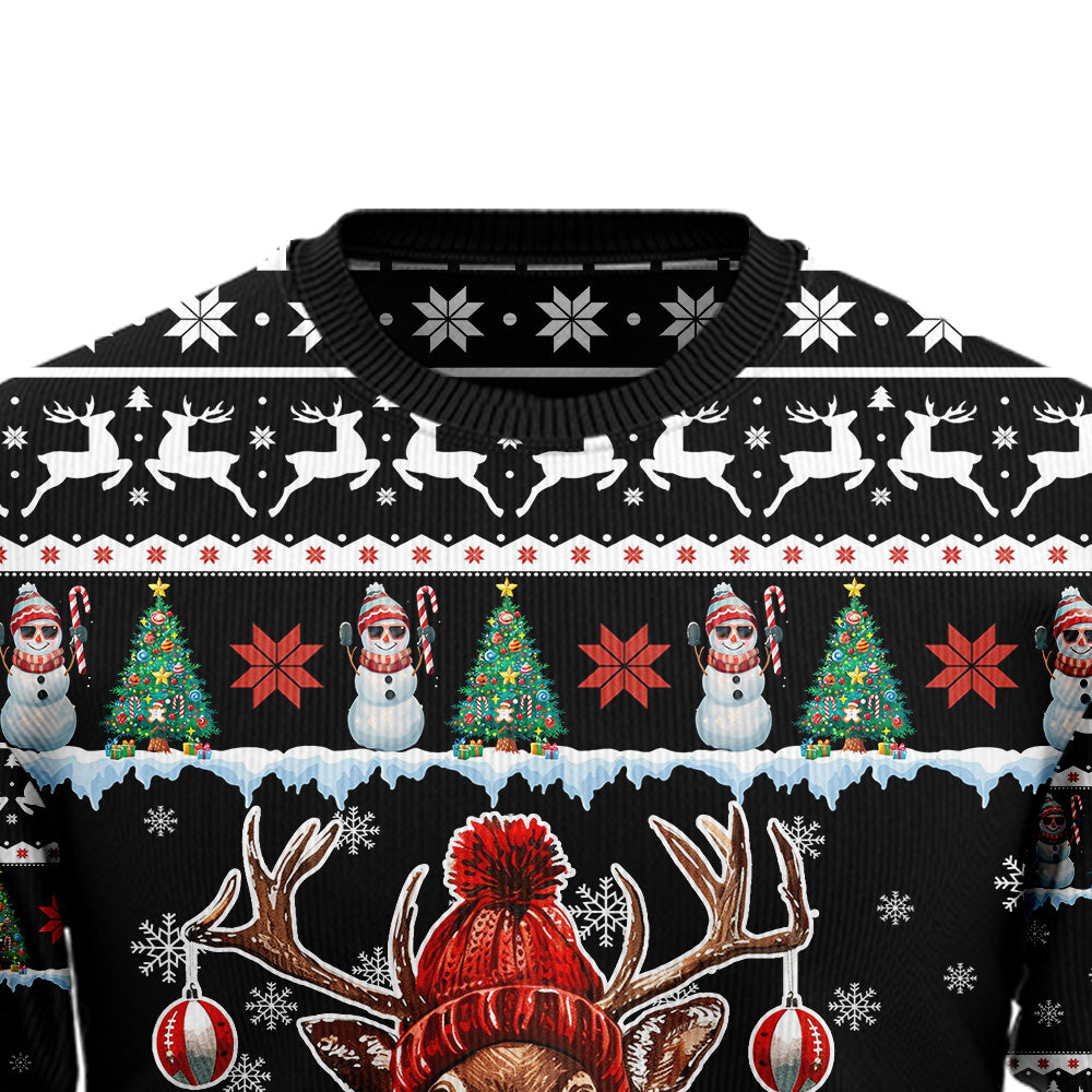 Cozy Reindeer Ugly Christmas Sweater