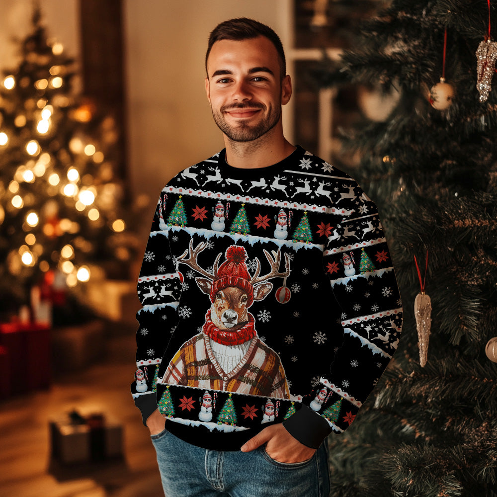 Cozy Reindeer Ugly Christmas Sweater