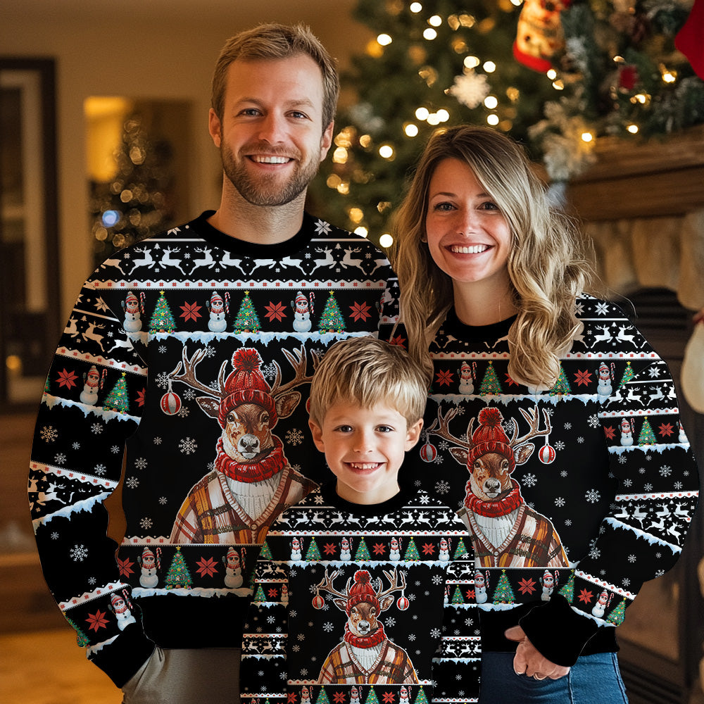 Cozy Reindeer Ugly Christmas Sweater