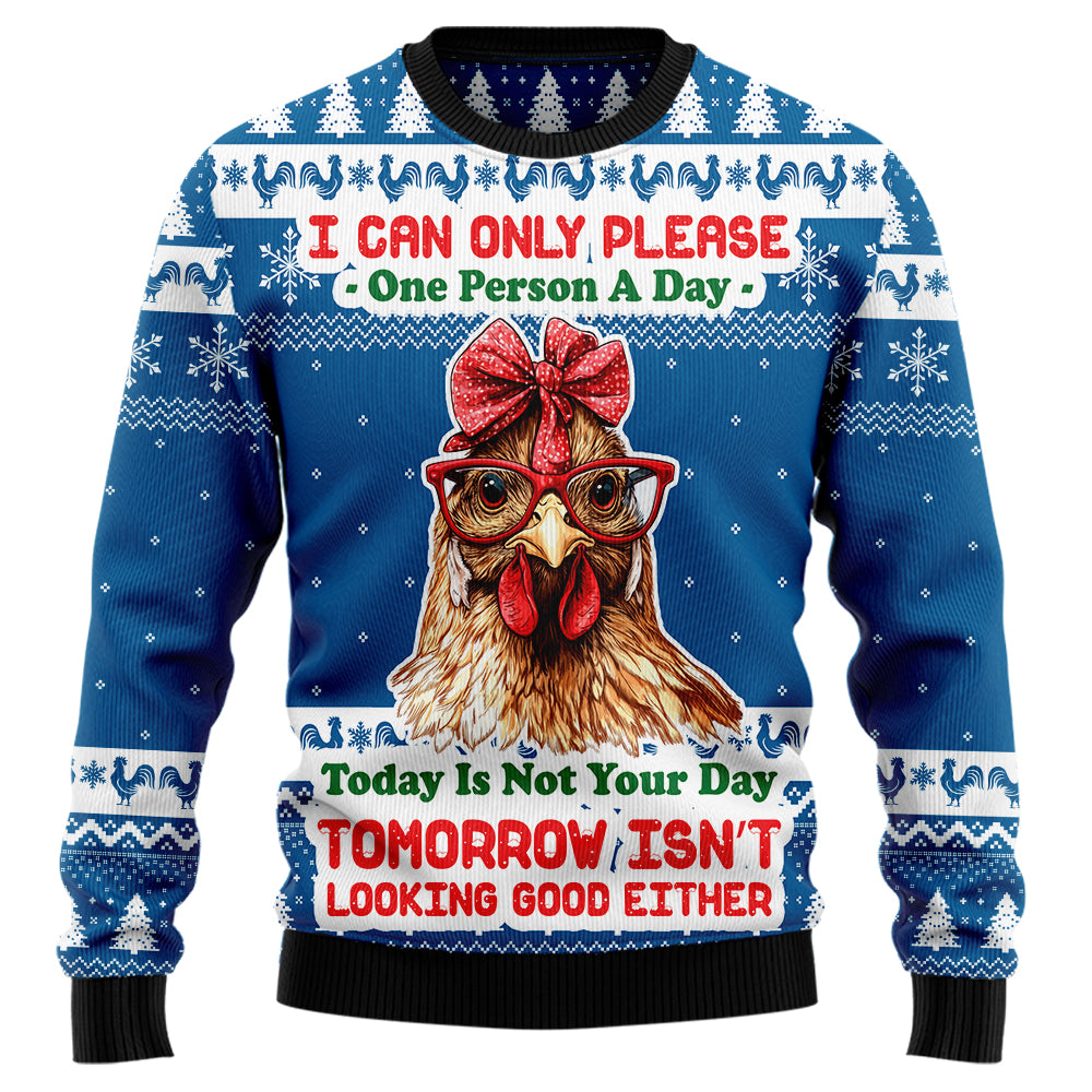 Chicken Ugly Christmas Sweater, Funny Hen Quote Holiday Sweatshirt, Cute Novelty Farm Animal Xmas Pullover Men Women