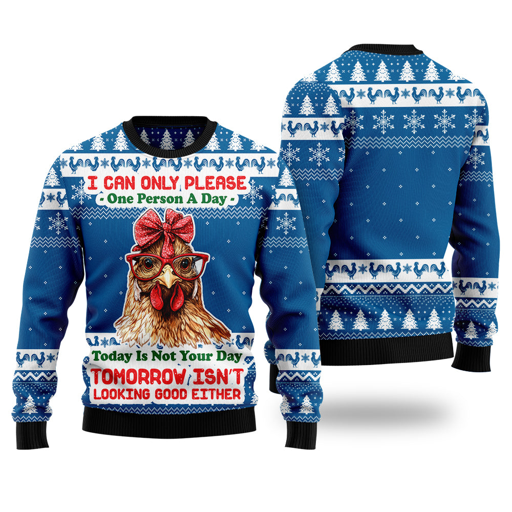 Chicken Ugly Christmas Sweater, Funny Hen Quote Holiday Sweatshirt, Cute Novelty Farm Animal Xmas Pullover Men Women