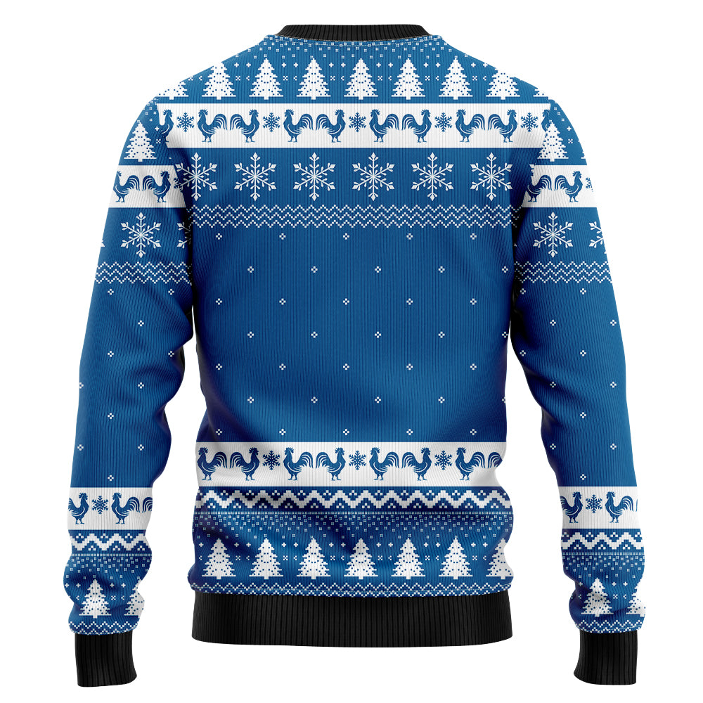 Chicken Ugly Christmas Sweater, Funny Hen Quote Holiday Sweatshirt, Cute Novelty Farm Animal Xmas Pullover Men Women