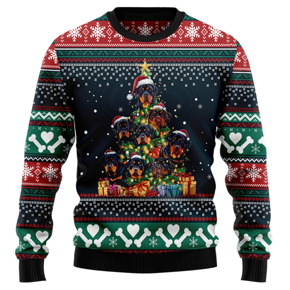 Rottweiler Christmas Tree Ugly Christmas Sweater