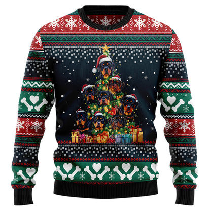 Rottweiler Christmas Tree Ugly Christmas Sweater