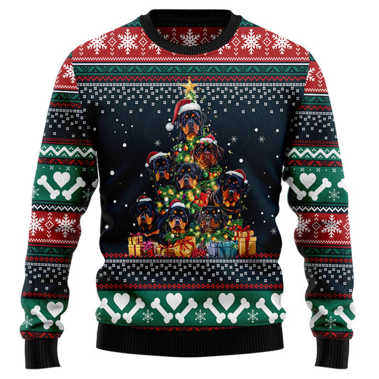 Rottweiler Christmas Tree Ugly Christmas Sweater