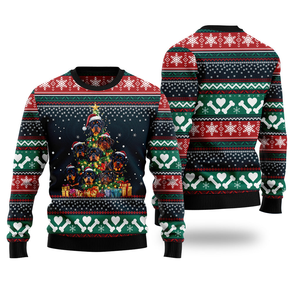 Rottweiler Christmas Tree Ugly Christmas Sweater