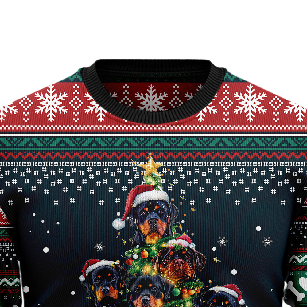 Rottweiler Christmas Tree Ugly Christmas Sweater